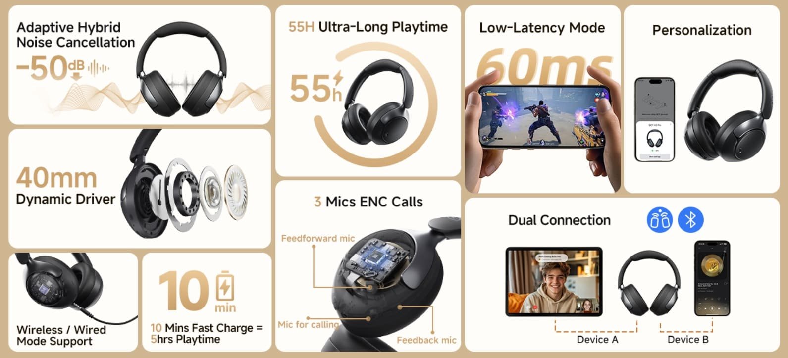 QCY H3 PRO Headphones Features